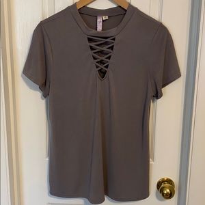 Alya top, with criss cross detailing.